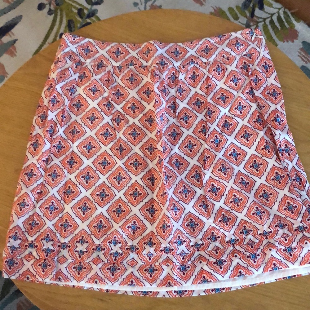 Loft geometrical print linen lined skirt